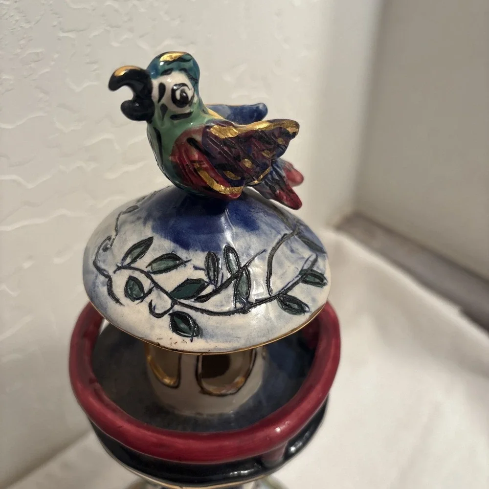 Blue Sky Clayworks Polly's Place Lighthouse Ceramic Tea light Heather Goldminc